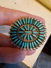 VINTAGE ZUMI SILVER & TURQUOISE RING, D & J GHAHATE, STAMPED, EXC COND.