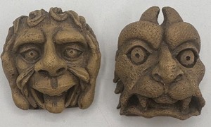 Pair Gothic Gargoyle Grotesque Mini Monster Figurines Gothic Decor
