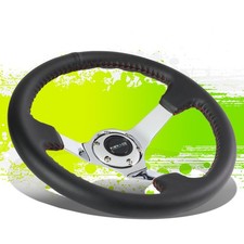 Nrg St-036ch 350mm 3deep Chrome Spoke Leather Grip Red Stitch Steering Wheel