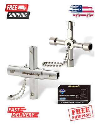 4 Way Sillcock Key Set Utilities Key Multi-functional Water Key 2-Pa...