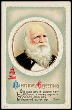 C1910 William Cullen Bryant Poet Portrait Bristolboard Germany Embossed Postcard