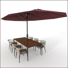 13FT Rectangle Patio Umbrella Double-Sided Market Table Umbrella w/ Crank Handle