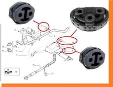 3 PZ SUPPORTI MARMITTA CENTRALE E TERMINALE FIAT PANDA 169 1.2 1.4 GPL DAL 2003