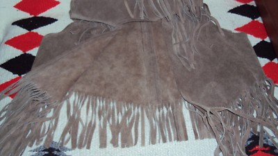 Gilet Vintage En Cuir à Franges Harmal - Taille Inconnue (Junior) - Occasion Très Bon état
