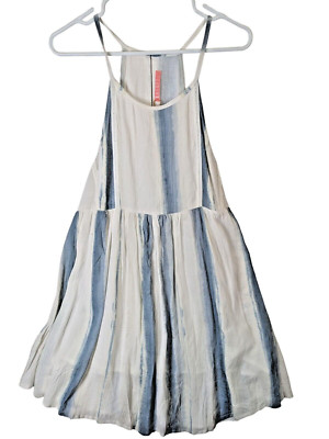 Exist Women size L Blue Gauze Lined Dress Sundress Bohemian Beach Sleeveless