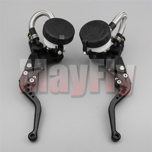 Motorcycle 7/8'' CNC Universal Brake Clutch Master Cylinder Reservoir Lever Set - Picture 11 of 22