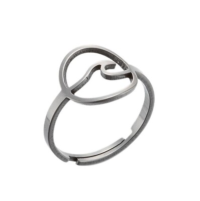 2PCS stainless steel Wave Round Open adjustable Ring, 2 colors Wholesale FJS26