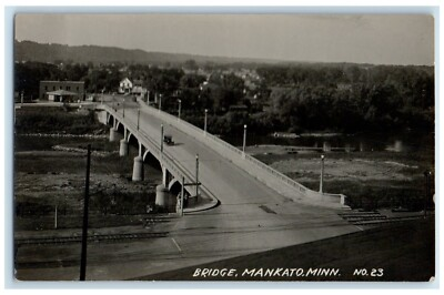 #ad #ad 1924 View Of Bridge Car Mankato Minnesota MN RPPC Photo Antique Postcard $9.74