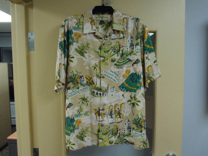 "PINEAPPLE RODEO PARADISE RANCH" TOMMY BAHAMA 100% SILK WESTERN COWBOY SHIRT MED