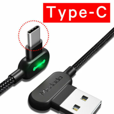 Mcdodo 90 Degree Nylon Sync Data Fast Charging Cord For iPhone Type C Micro USB