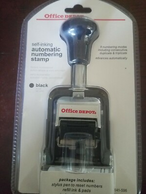 Office Depot Selbstfärbender Automatisch Nummerierung Stempel 8 Modi Black
