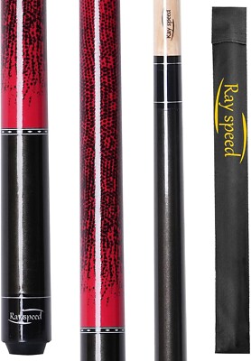 NEW! 58'' Professional Pool Cue Stick with 3D Printed Grip & 13mm Tip (Red/Black)