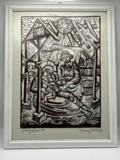 Prof. Franz Weiss "Heilige Familie" Holzschnitt