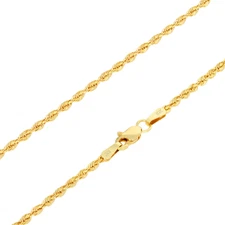10K Yellow Gold 2mm Rope Chain Laser Diamond Cut Necklace Mens Womens 22"