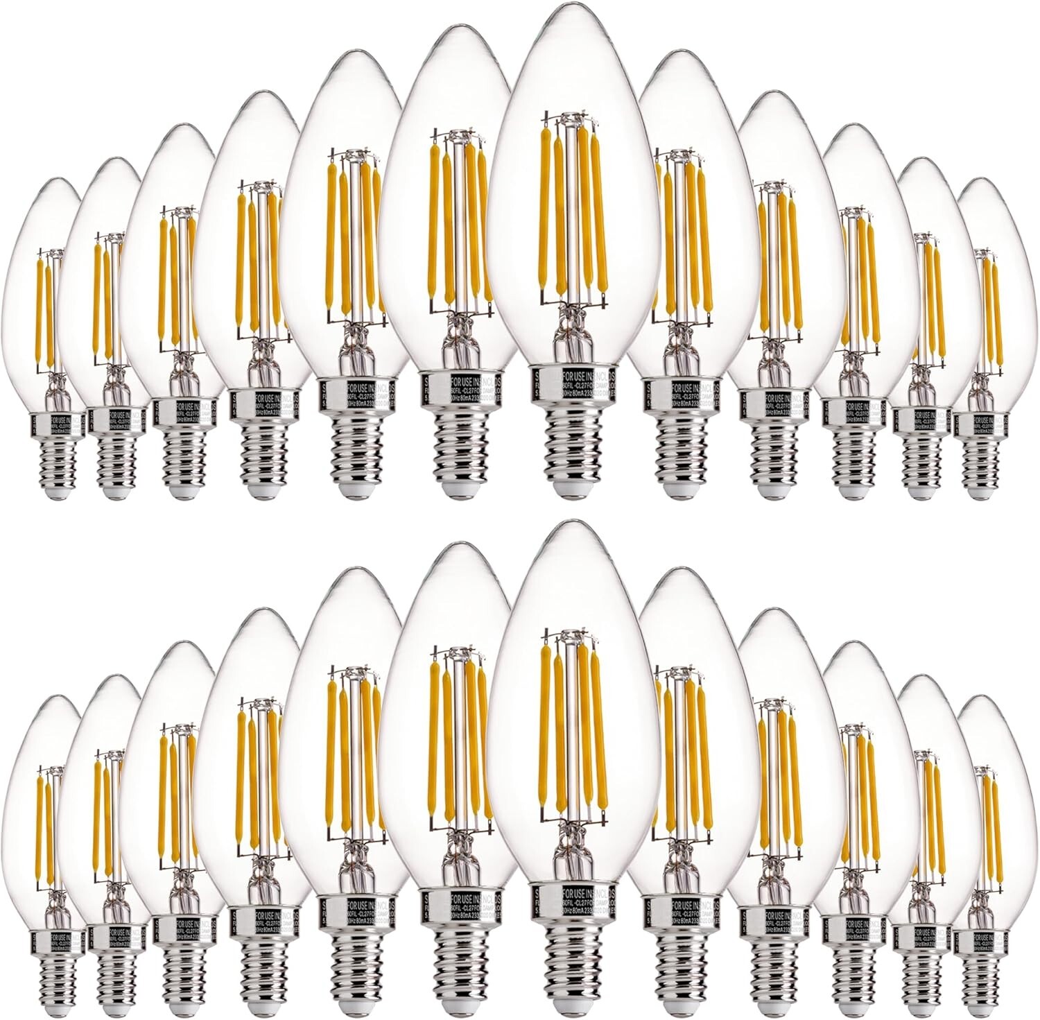 24-Pack E12 Base Soft White Dimmable LED Bulbs 60W Equivalent Energy-Efficient Indoor Lighting for Chandeliers Lamps and Decorative Fixtures