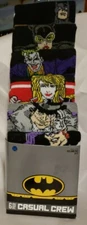 DC Comic Batman Joker Socks  6 Pair CREW SOCKS SIZE 8-12 Bioworld Mens size 8-12