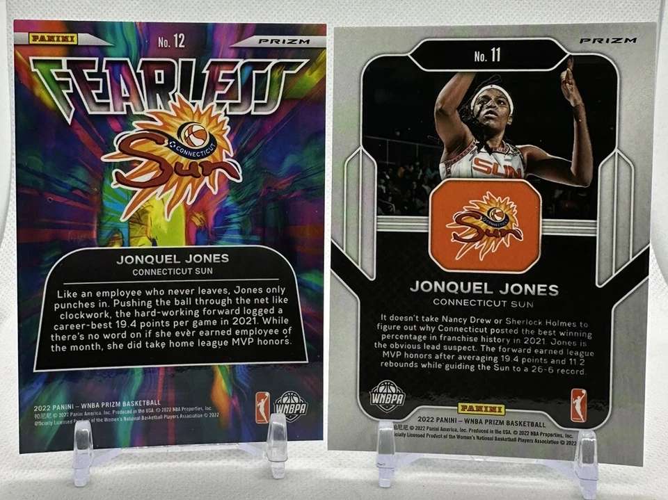 Jonquel Jones 2022 Panini Prizm WNBA #11 Green Far Out & #12 Green Fearless Lot - Image 2 of 4
