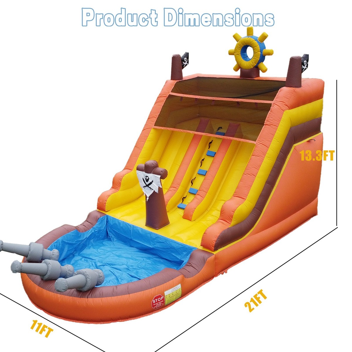 Pirate Ship Theme Commercial Inflatable Dual Water Slide w/Splash