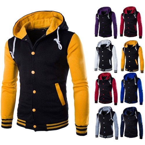 Mens Hoodie Baseball Varsity College 
