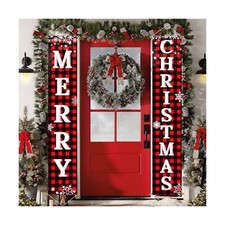 Ivenf Christmas Decorations Outdoor Yard Front Porch Sign Set, Red Black Buff...