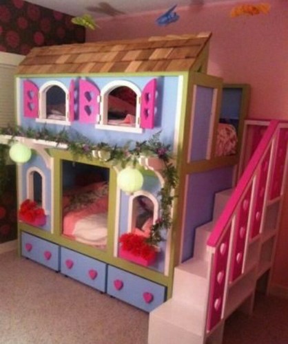 Doll House Bunk Bed With Stair's. Twin 