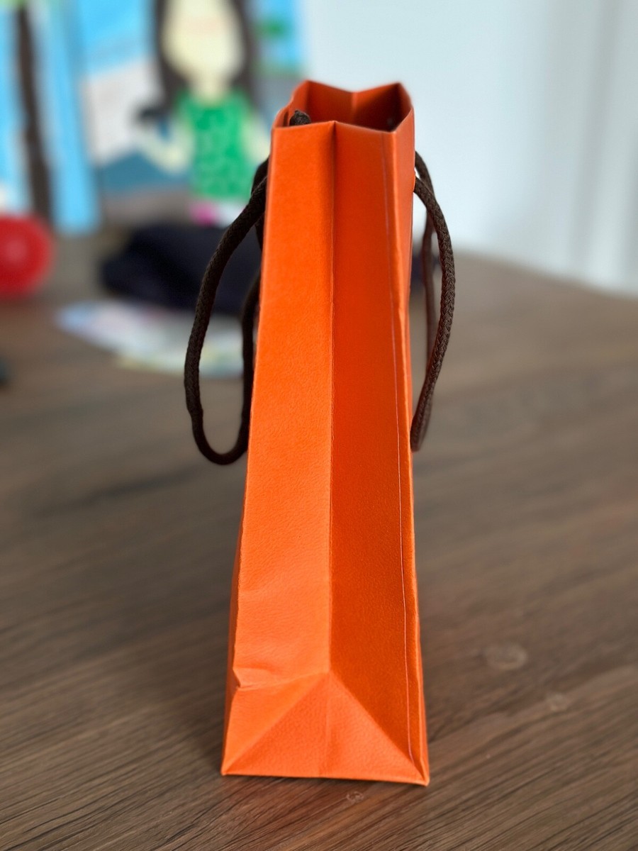 Hermes Empty Orange Shopping Gift Paper Bag Tote 8.5×6×2.75