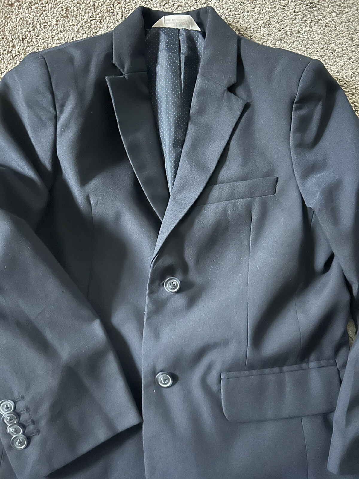 Boys&rsquo; Navy Blue Cat And Jack Size 8 Suit (Two Button Blazer, pants, 2 Shirts)