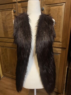 Womens Sebby Collection Purple Faux Fur Sleeveless Open Front