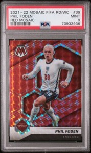 2022 Panini Mosaic FIFA WORLD CUP PHIL FODEN Red Mosaic Prizm #39 PSA 9 MINT