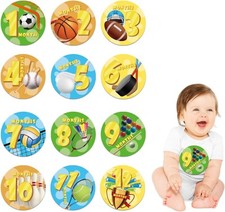 Xugoox Baby Milestone Stickers 12pcs Sports Themed Monthly Stickers Brand New