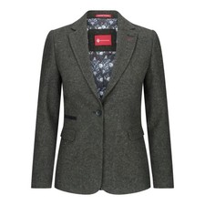 New Women Master Tailors Wool Blazer Tweed Vintage Smart Classic Green Uk 16