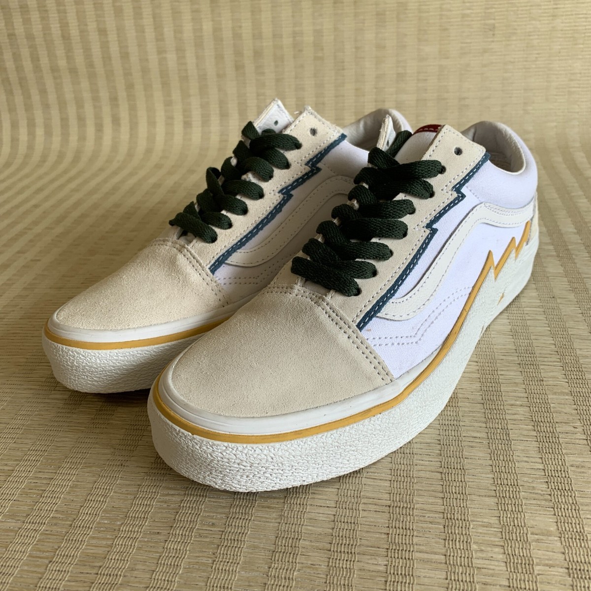 Vans Old Skool Bolt Lightning Off White Suede Skate Sneakers Mens
