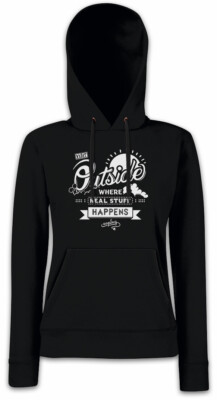 Damen Hoodie Sweatshirt VISIT OUTSIDE NERD The Big TBBT Computer Bang Gamer