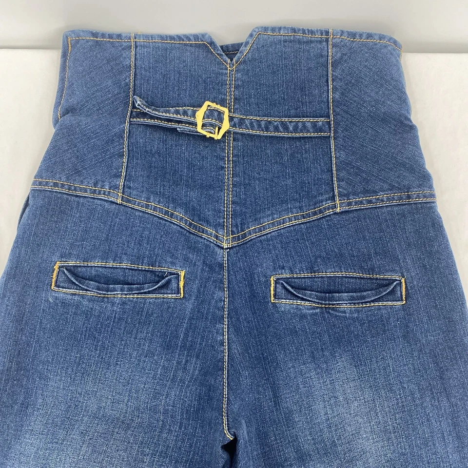 Pantalones de mezclilla Fabulosity para mujer talla 5 cintura alta cremallera lateral calce ajustado botones adornados Foto 4 de 4