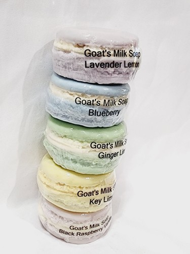 Grecian Soap GINGER LIME LAVENDER KEY BLUEBERRY VANILLA Goat's Milk Macaron New - Picture 5 of 20