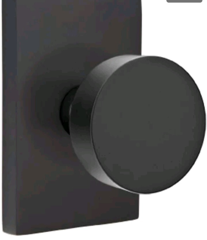 Emtek 5210ROUUS9 Round Privacy Door Knob with Square Rosette in Satin Nickel-image