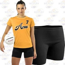 Champro VS2 Womens 4" Volleyball Compression Shorts Black - Free Ground Shipping
