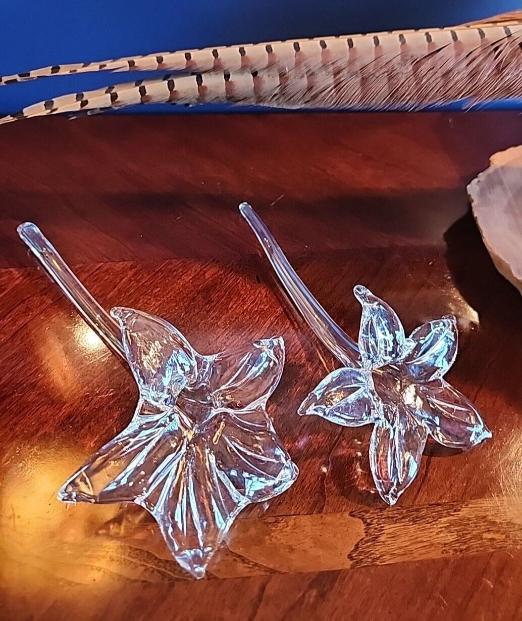 2 Floral Clear Glass Lily Bud Vases Flower Decor, home accent, flower display