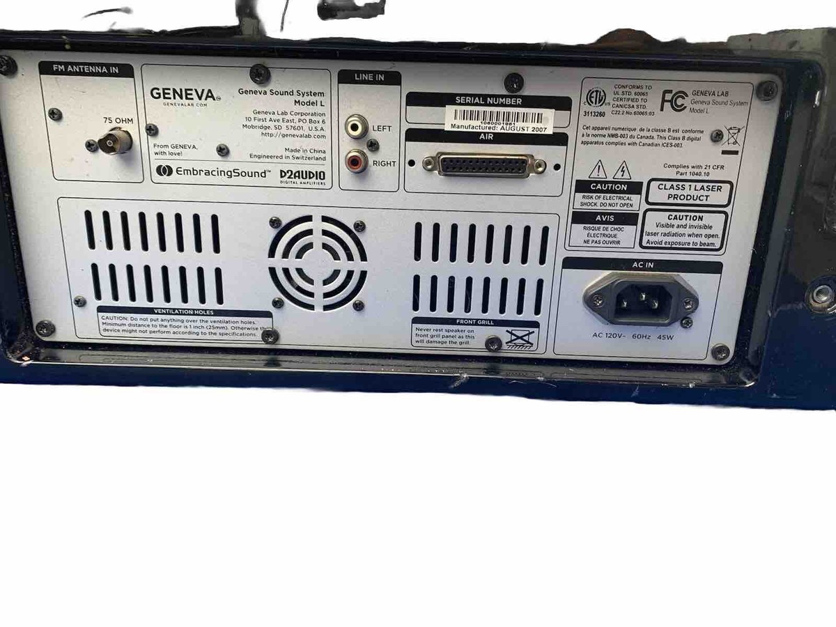 Black Geneva Sound System Model L - As Is for Parts Black Geneva Sound System Model L - As Is for Parts
