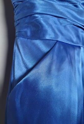 blue straight dress Ombre Organza Strapless Straight Neck A-line Crafted Dress