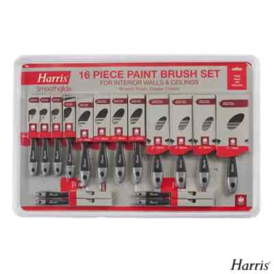 Harris Smoothglide 16 Stück Pinsel Set, 0,5'', 1'', 1,5'', 2'', 3''