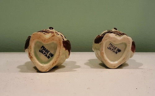 Vintage Japan Pair Owl Toothpick Matchstick Holders 2.5" Tall - Picture 4 of 4