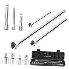 10 Piece Breaker Bar Set, 3/8" , 1/2" and 1/4" Drive, 180  Rotatable Head,