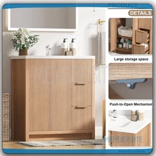 31" Bathroom Vanity w/Sink, Freestanding Storage Vanity Door Cabinet, 2 Drawers