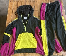New Urban Outfitters Black Yellow Tracksuit Checkerboard Stripe Purple Size L