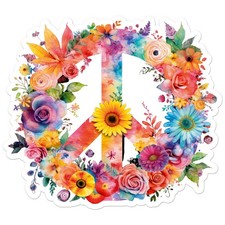 Peace Flowers - Vinyl Decal Sticker - Car Window Laptop - Ebn9356