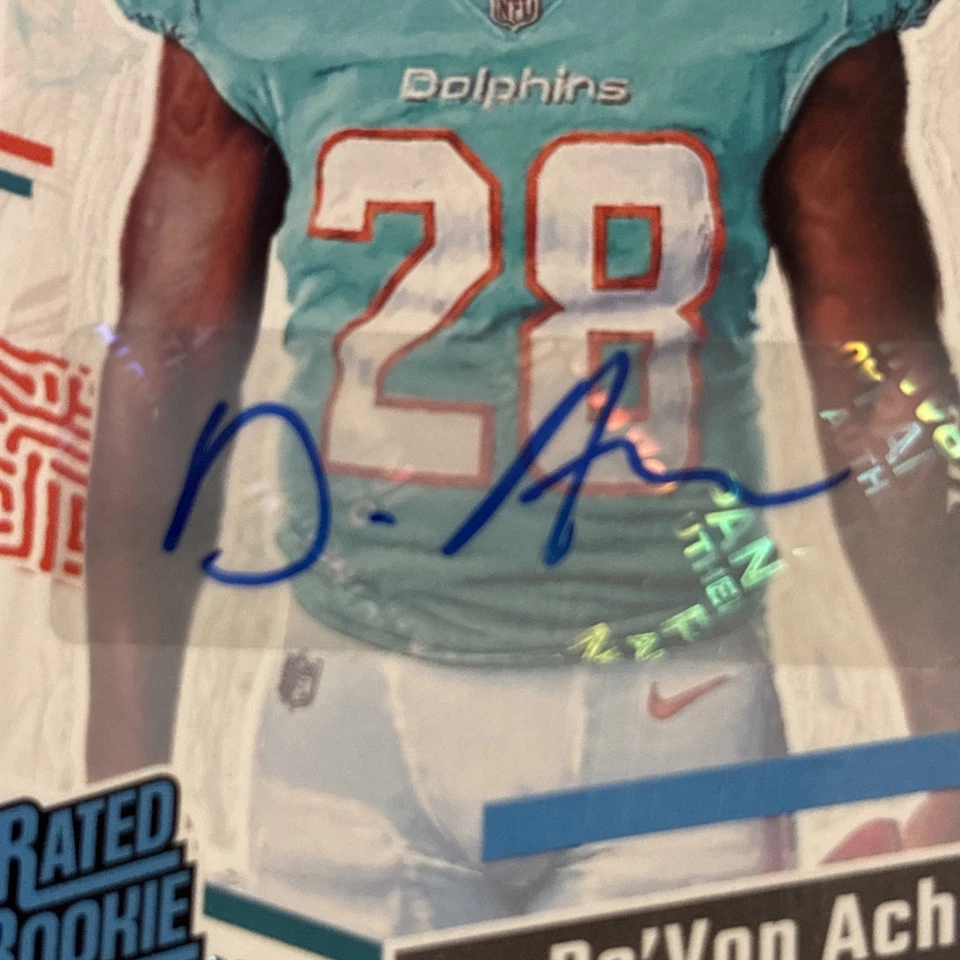 2023 Panini Donruss Redemption De'Von Achane Авто Холщовый Портрет /49 Запечатанный - Изображение 4 из 4