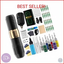 Wireless Tattoo Gun Kit Rotary Tattoo Machine Pen Kit with 1PCS Battery and 20 P