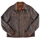 Gap Vintage Y2K Distressed Brown Leather  Bomber Biker Jacket Mens sz S