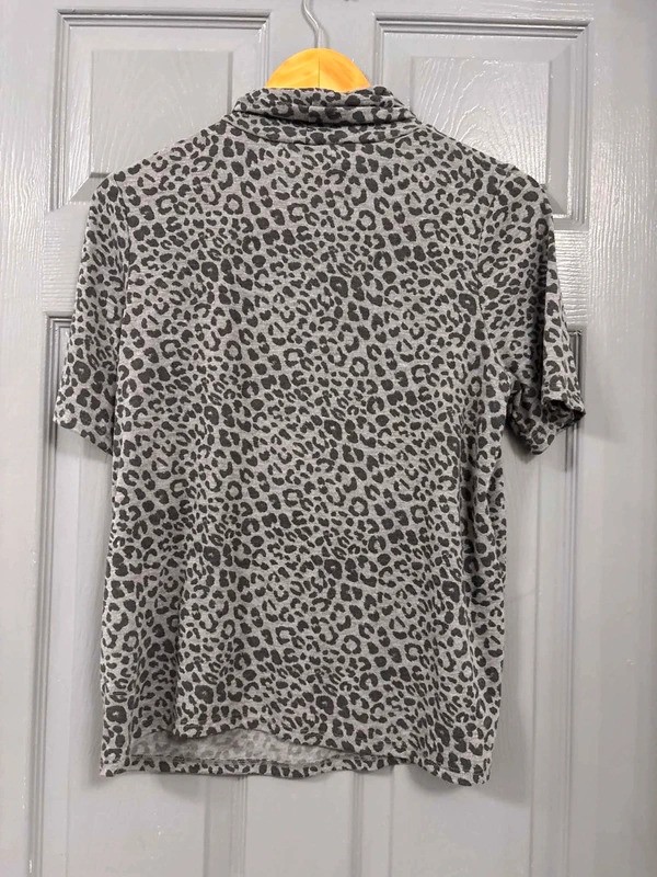George Grey Leopard Print High Roll Neck Short Sleeve Top Size 14 image 2
